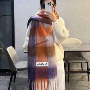 Acne Studios Orange and Purple Plaid Scarf